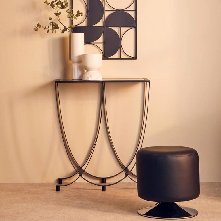 Trento Side Table - Glass with Black Metal Base