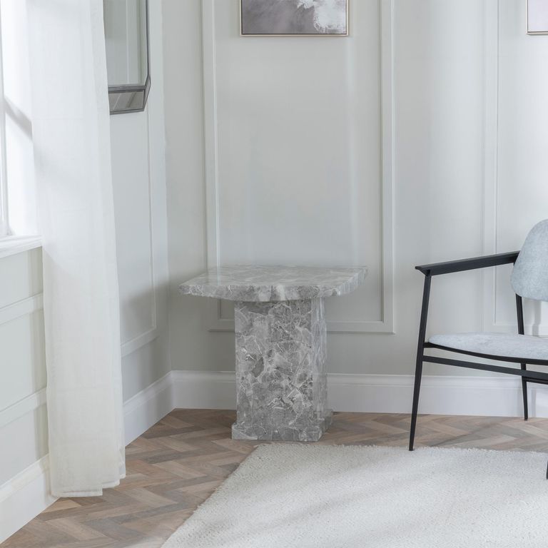 Turin Grey Marble Square Lamp Table