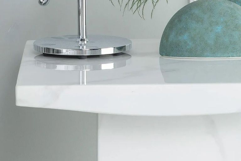 Turin White Marble Square Lamp Table