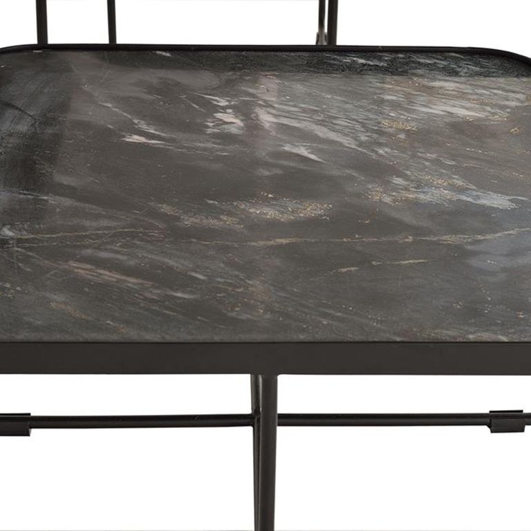Ukwaheri End Table - Black Marble - Square - Set of 3