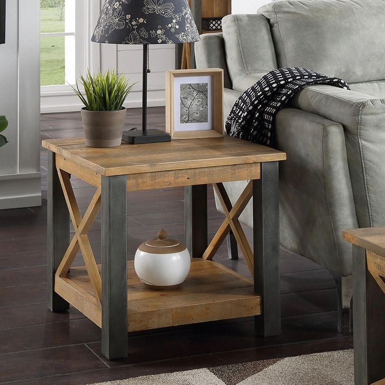 Urban Elegance Reclaimed Wood Lamp Table