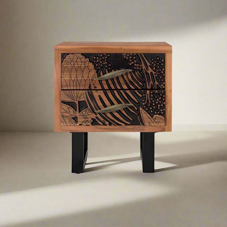 Valentia Artisan 2 Drawer Side Table - Acacia Wood