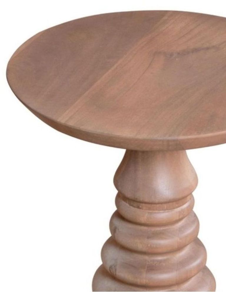 Vance Curved Mango Wood Round Side Table
