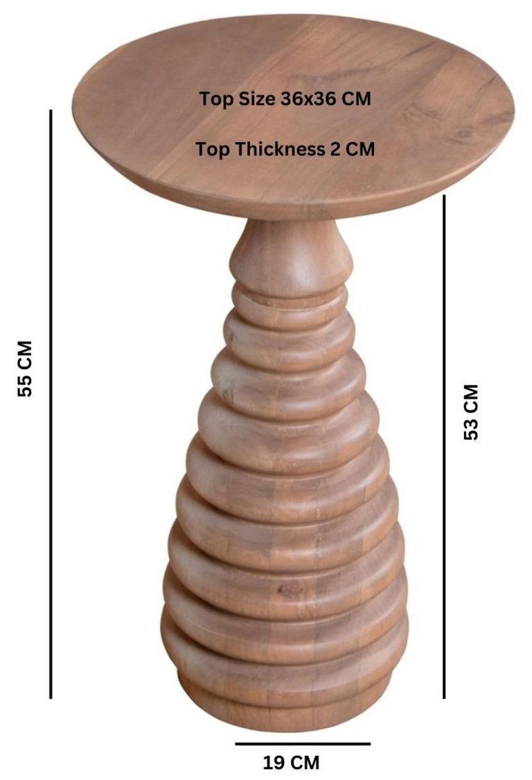 Vance Curved Mango Wood Round Side Table