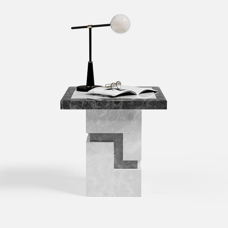 Venice Armani Grey Engineered Marble Side Table