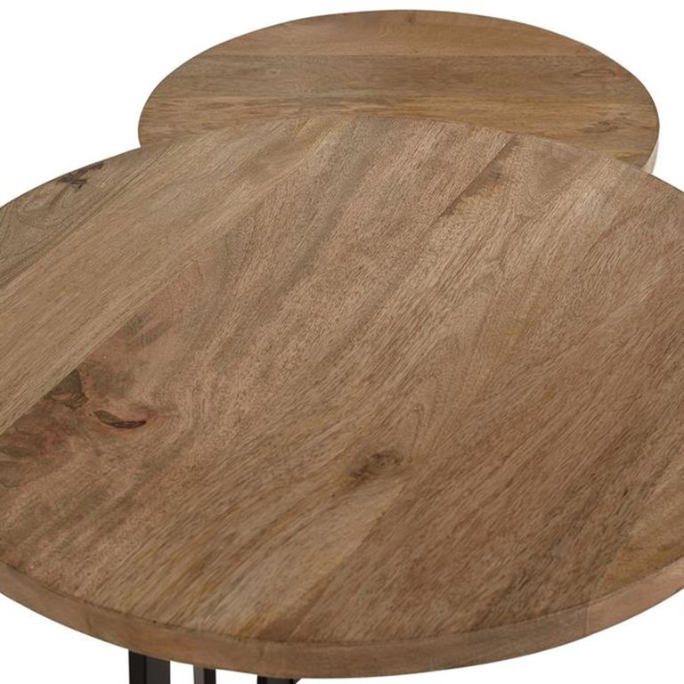 Vibambani End Table - Solid Wood - Round - Set of 2