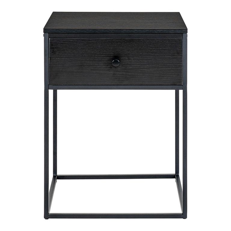 Vita 1 Drawer Side Table - Black Melamine