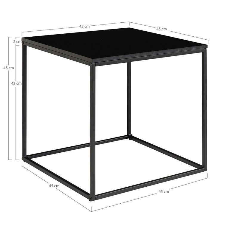 Vita Square Side Table - Black Melamine