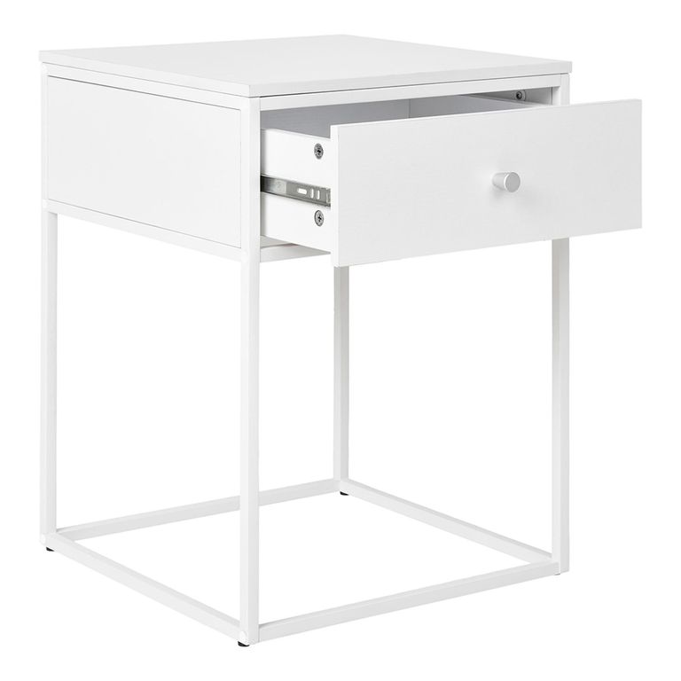 Vita 1 Drawer Side Table - White Melamine