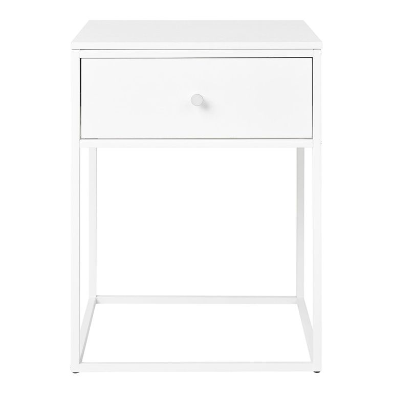 Vita 1 Drawer Side Table - White Melamine
