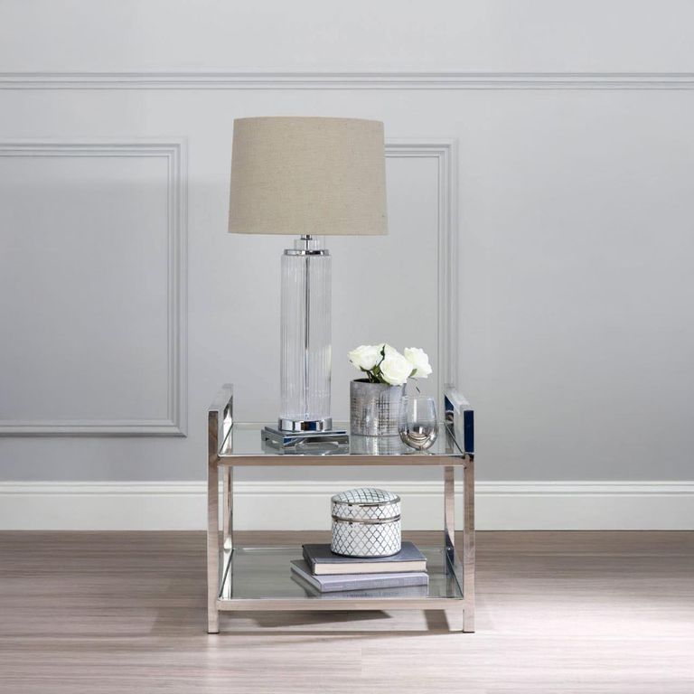 Vogue End Table - Square - Glass and Chrome