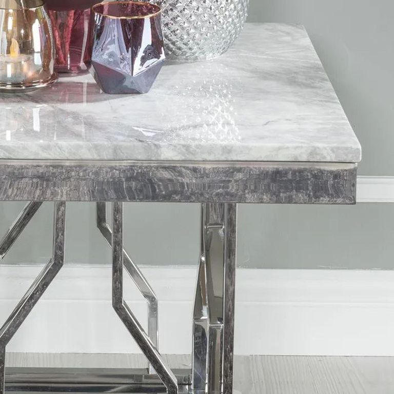 Vortex Grey Marble and Chrome Side Table