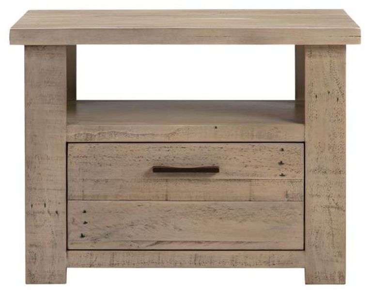 Washed Grey Reclaimed Pine 1 Drawer Lamp Table