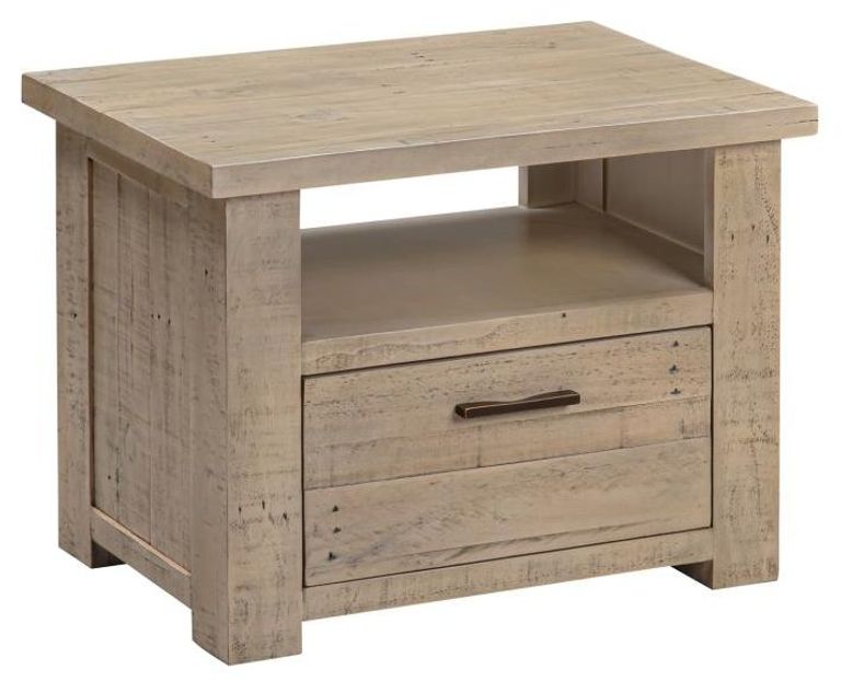 Washed Grey Reclaimed Pine 1 Drawer Lamp Table