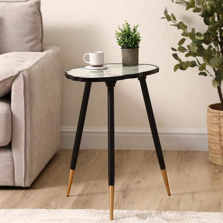 End Table - White and Grey Glass