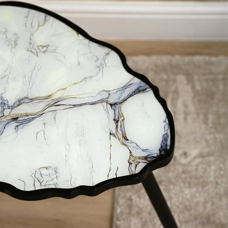 End Table - White and Grey Glass