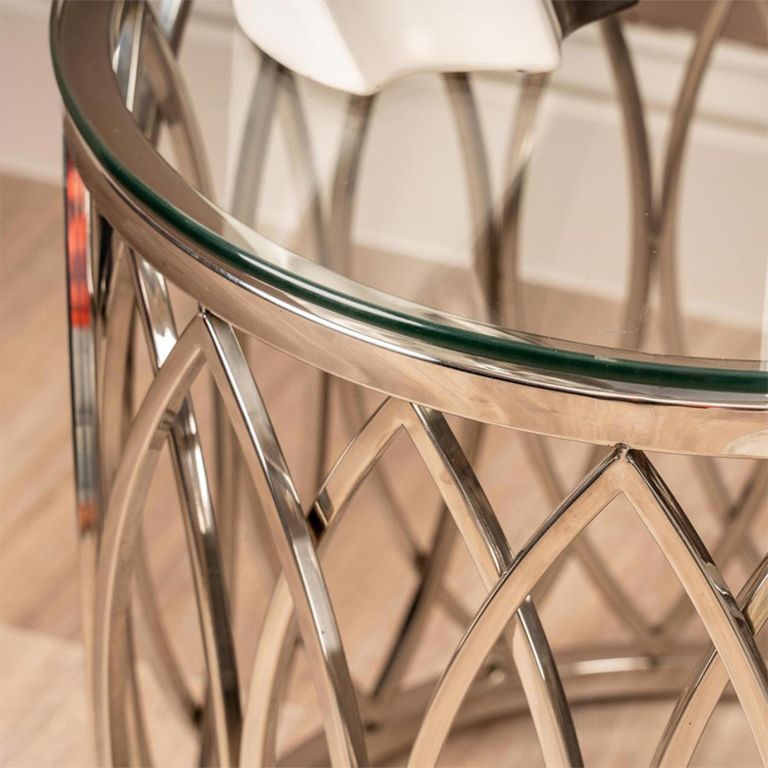 Willow End Table - Round - Glass and Chrome