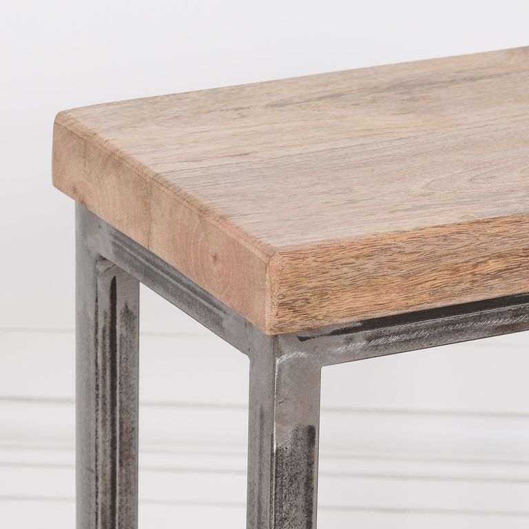 Mango Wood and Metal Log Store Side Table