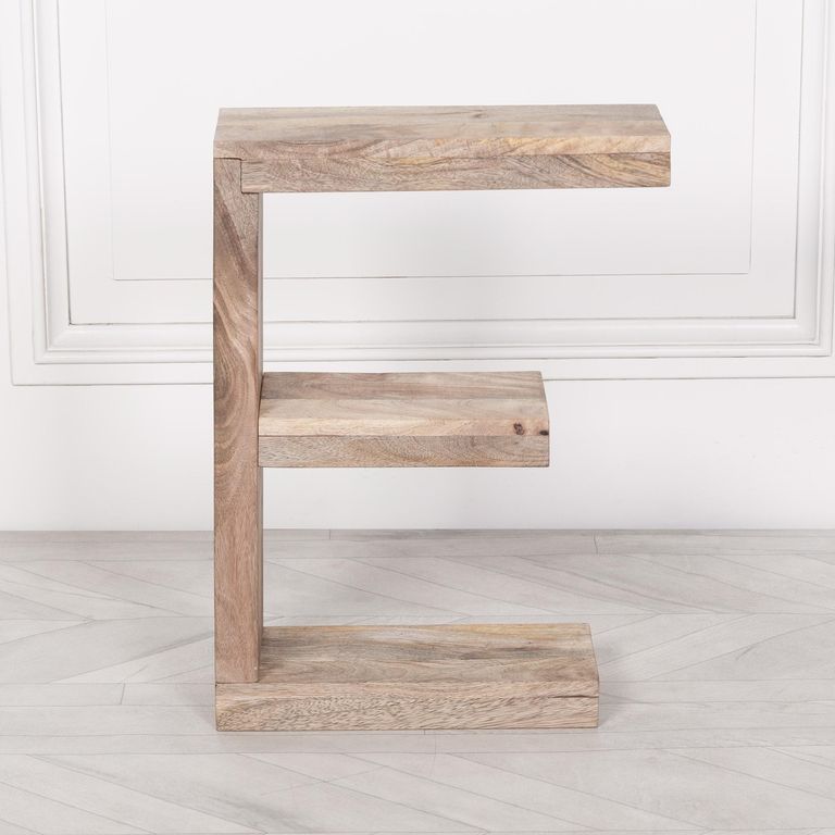 Wooden E Shelf Side Table - Occasional