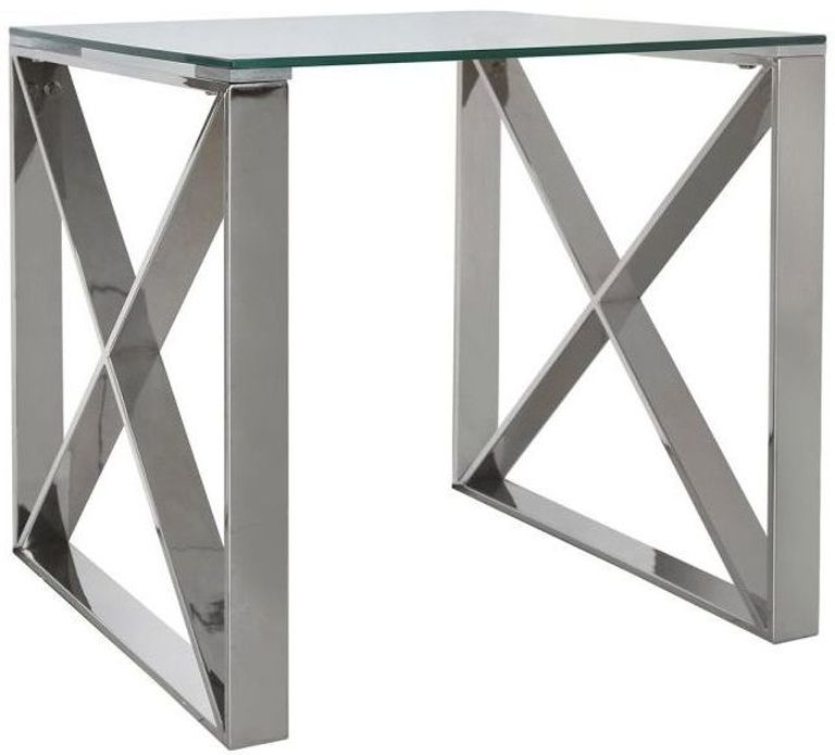 Zenith - End Table - Square - Glass and Chrome