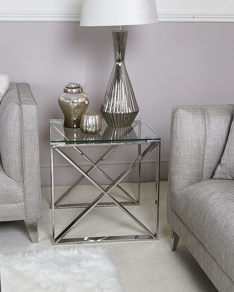 Zenith - End Table - Square - Glass and Chrome