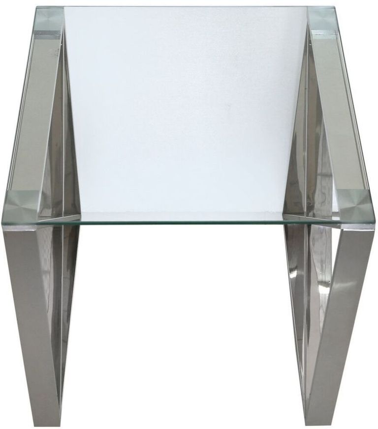 Zenith - End Table - Square - Glass and Chrome