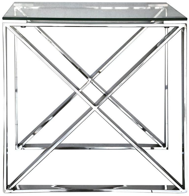 Zenith - End Table - Square - Glass and Chrome