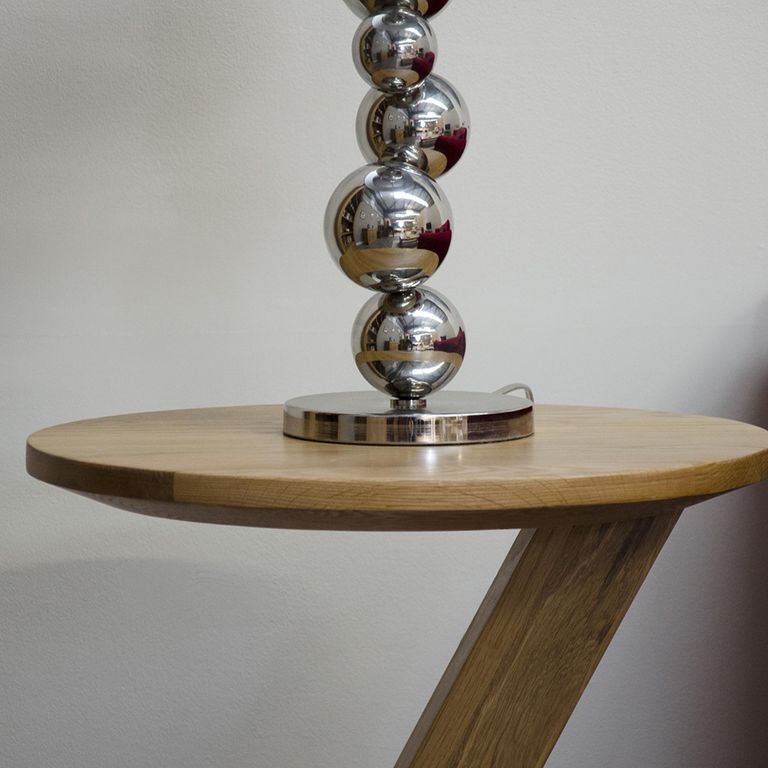 Z Designer Lamp Table - Modern - Round - Oak