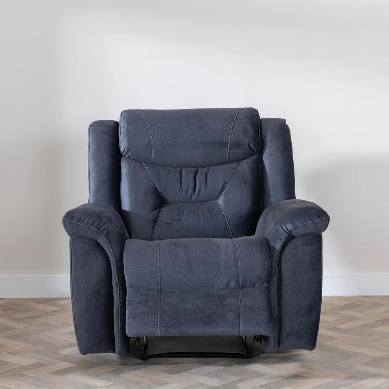 Dudley Silvano Blue Fabric 3+1+1 Recliner Sofa Set