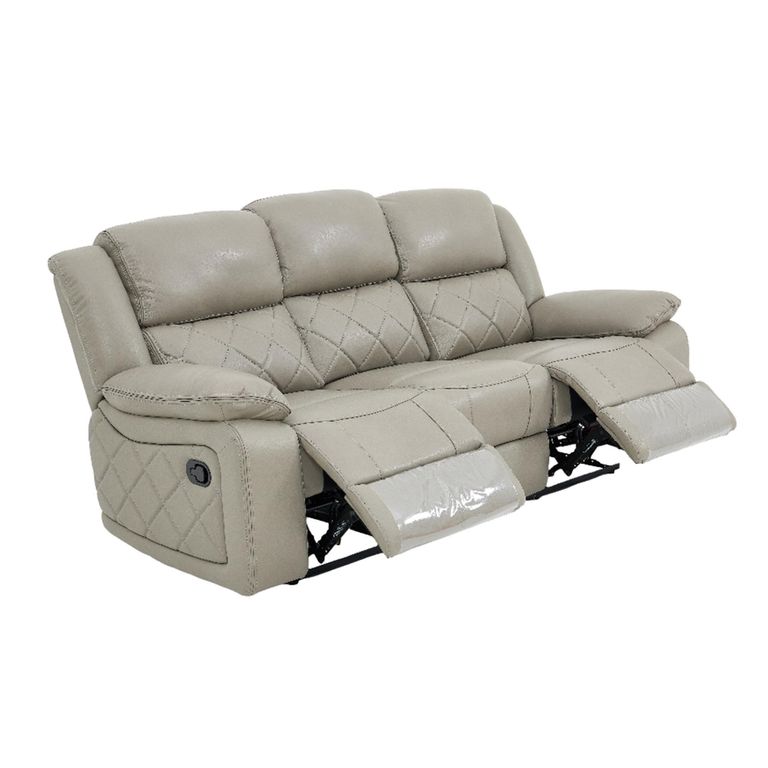 Bentley Grey Leather 3 Seater Recliner Sofa