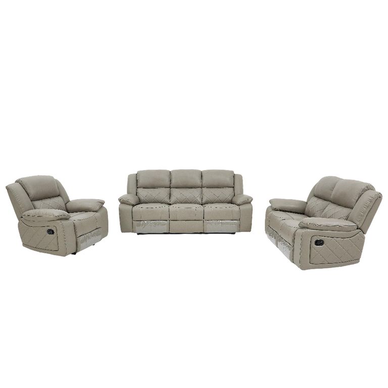 Bentley Grey Leather Recliner Sofa Set