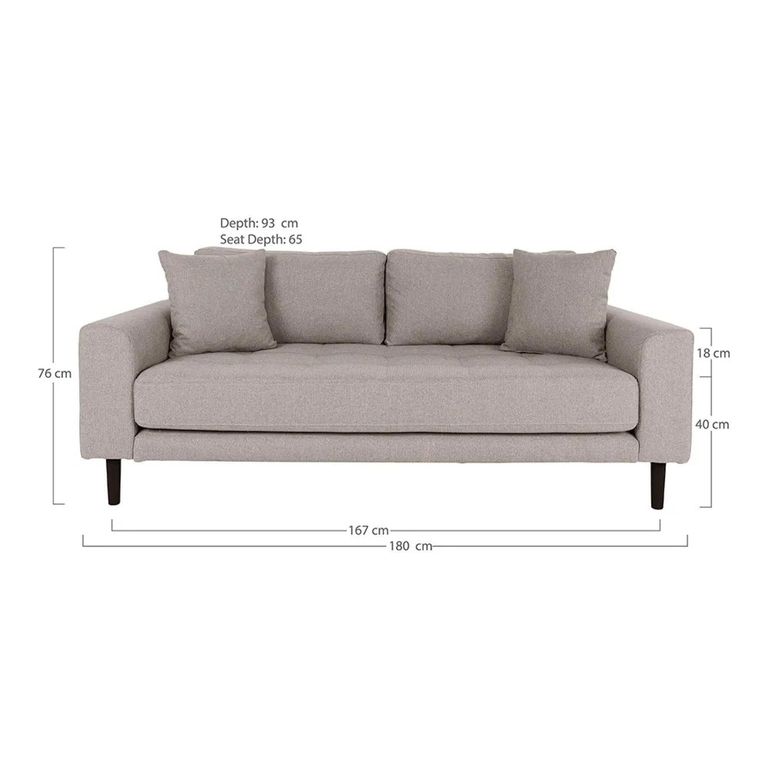 Lido Sofa - 2.5 Seater - Stone - Fabric