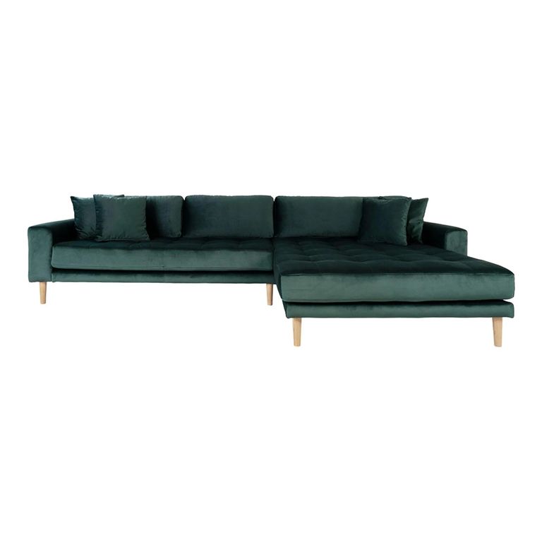 Lido Lounge Sofa - Dark Green - Fabric - Natural Legs - RHF
