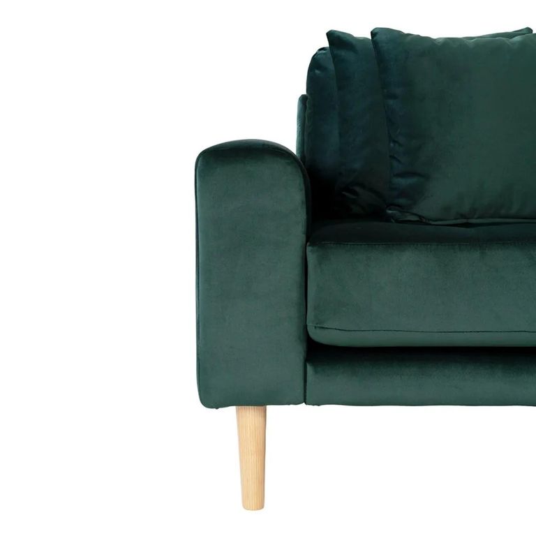 Lido Lounge Sofa - Dark Green - Fabric - Natural Legs - RHF