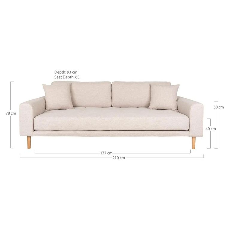 Lido Sofa - 3 Seater - Sand - Fabric