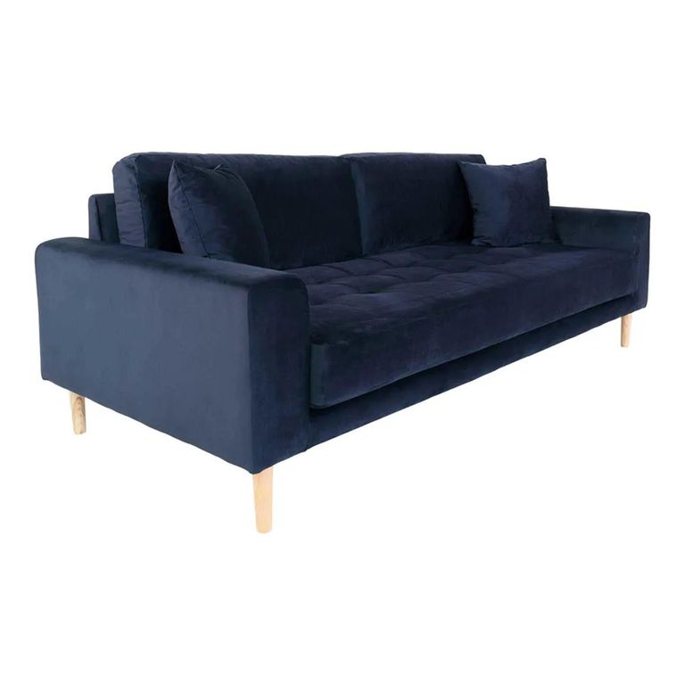 Lido Sofa - 3 Seater - Blue - Velvet Fabric