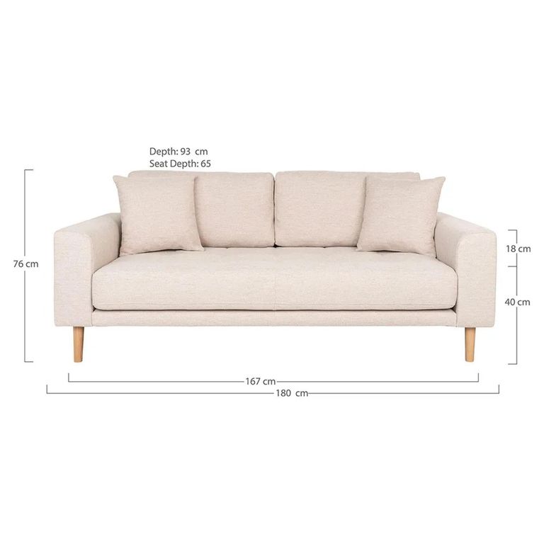 Lido Sofa - 2.5 Seater - Sand - Fabric
