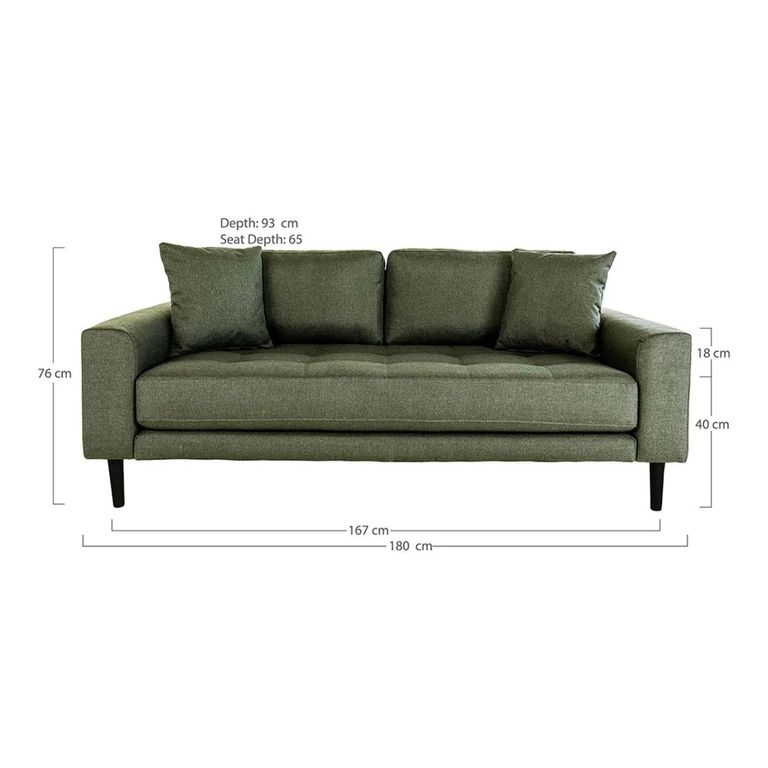 Lido Sofa - 2.5 Seater - Olive Green - Fabric