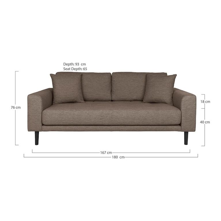 Lido Sofa - 2.5 Seater - Brown - Fabric