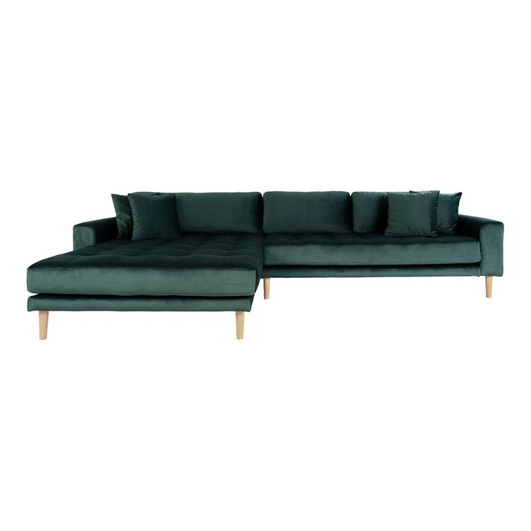 Lido Lounge Sofa - Dark Green - Fabric - Natural Legs - LHF