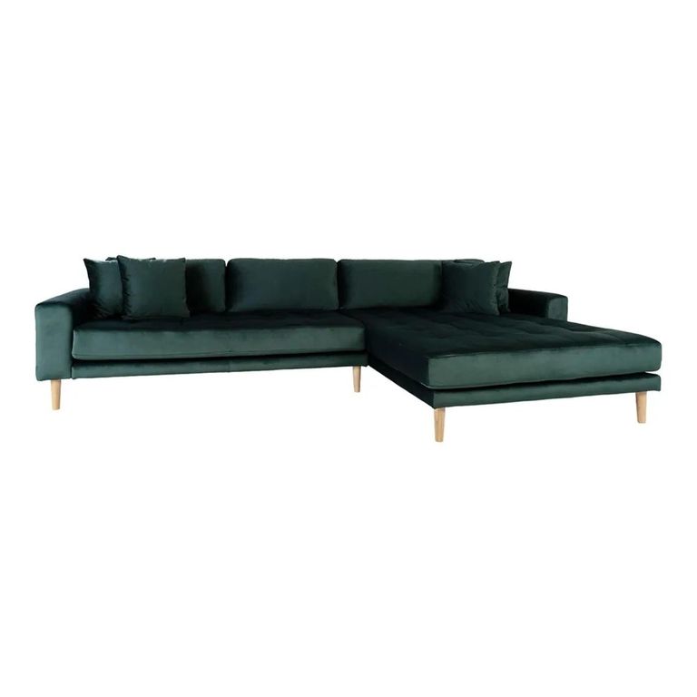 Lido Lounge Sofa - Dark Green - Fabric - Natural Legs - LHF