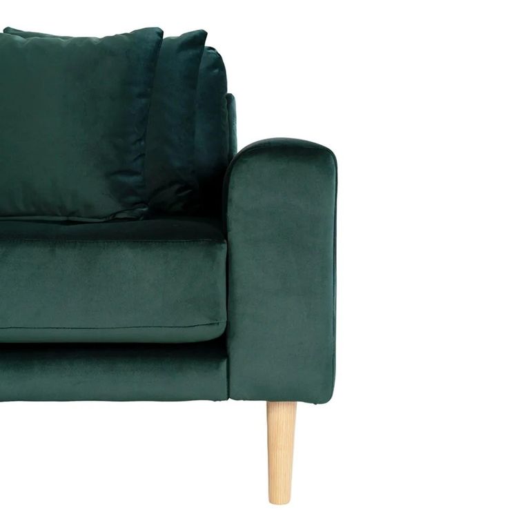 Lido Lounge Sofa - Dark Green - Fabric - Natural Legs - LHF