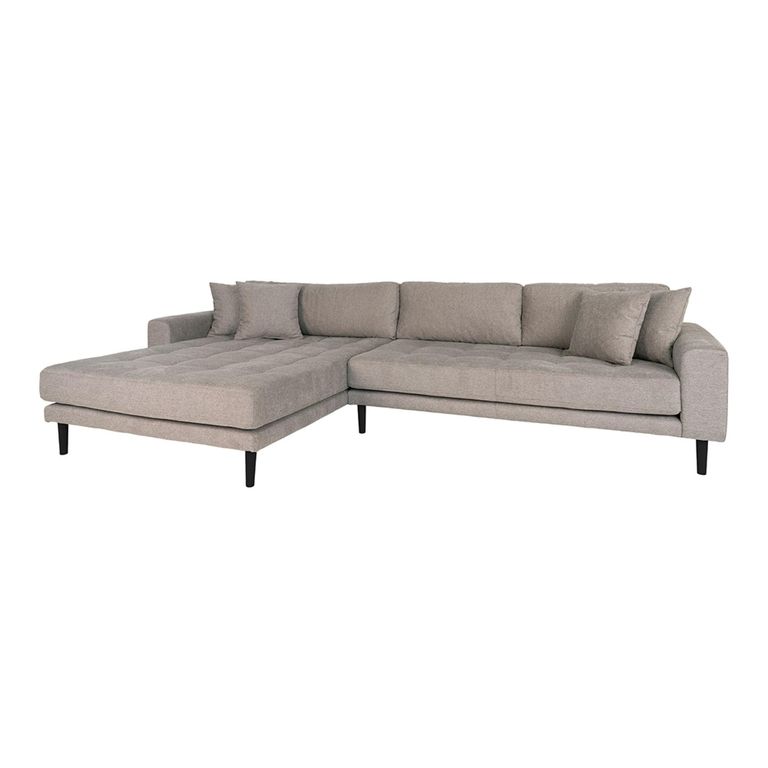 Lido Lounge Sofa - Stone - Fabric - Black Legs - LHF