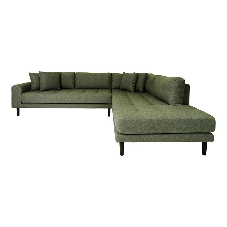 Lido Corner Sofa - Open End - Olive Green - Fabric - Black Legs - RHF