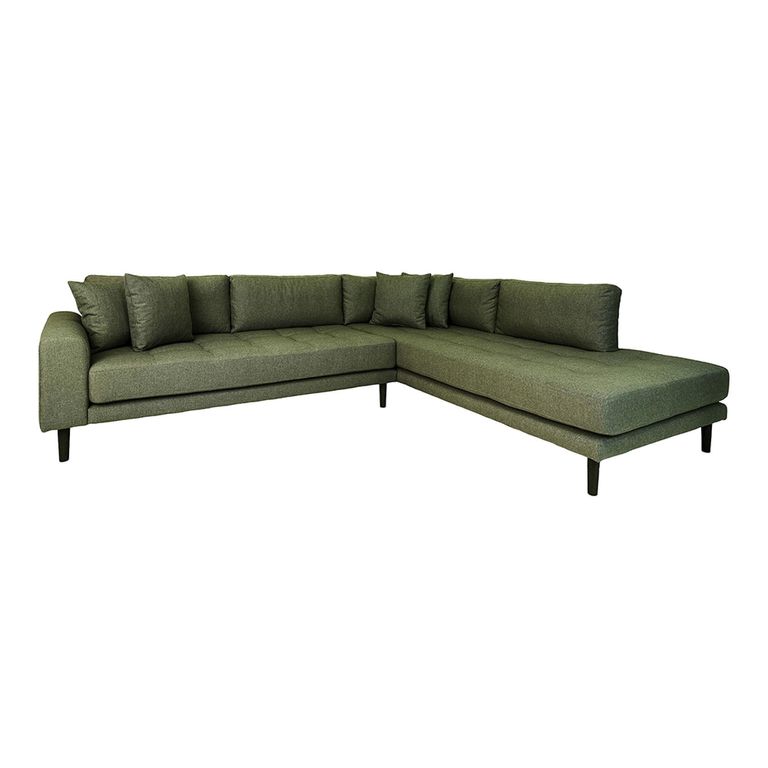 Lido Corner Sofa - Open End - Olive Green - Fabric - Black Legs - RHF