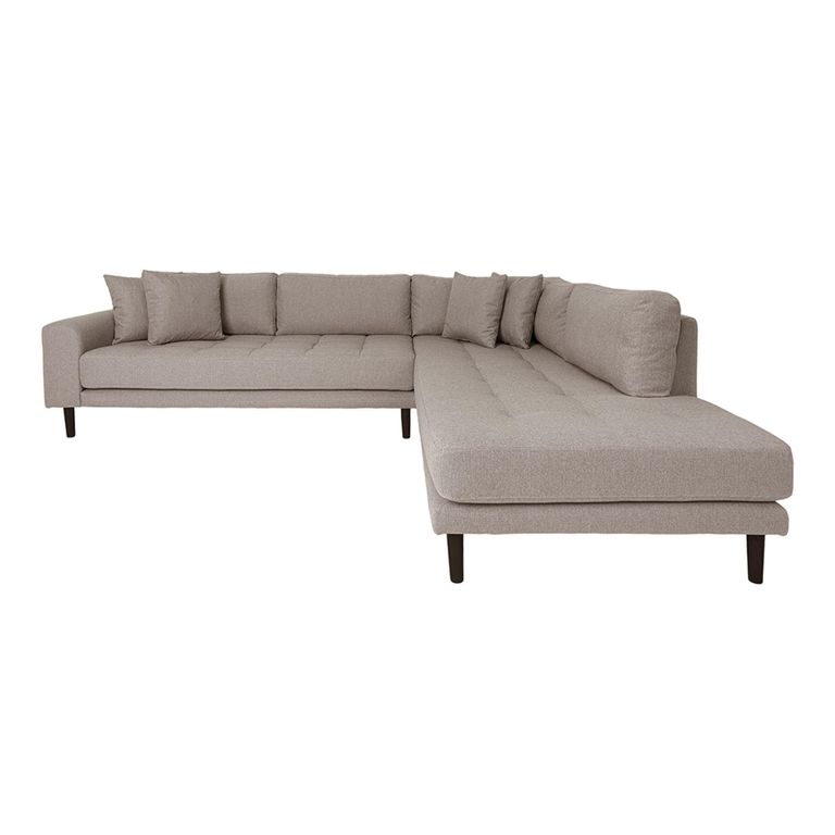 Lido Corner Sofa - Open End - Stone - Fabric - Black Legs - RHF