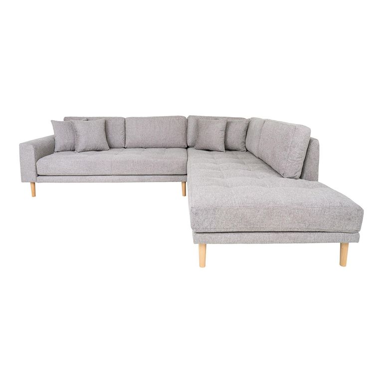 Lido Corner Sofa - Open End - Light Grey - Fabric - Natural Legs - RHF