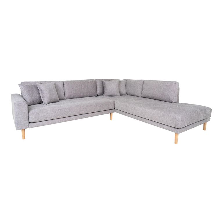 Lido Corner Sofa - Open End - Light Grey - Fabric - Natural Legs - RHF