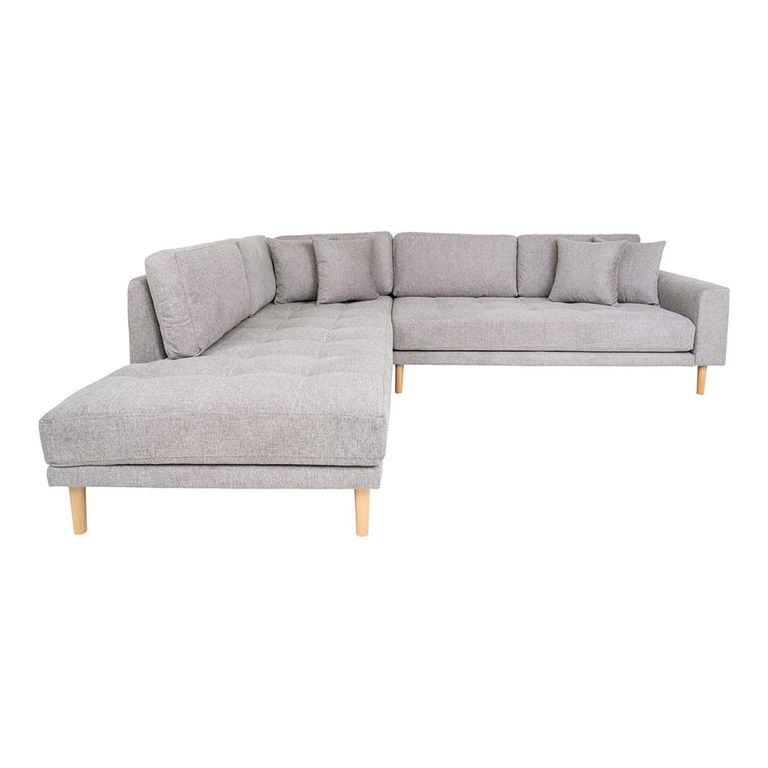 Lido Corner Sofa - Open End - Light Grey - Fabric - Natural Legs - LHF