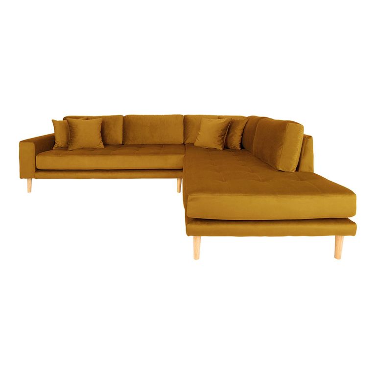 Lido Corner Sofa - Open End - Mustard Yellow - Fabric - Natural Legs - RHF